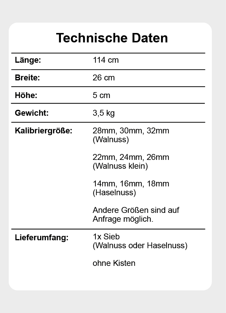 Handsieb Haselnuss 16/18/20mm